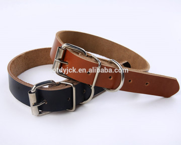 Brown/black plain 100% leather dog collars for pets