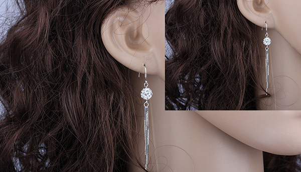 Silver Shamballa Hoop Earring For Women