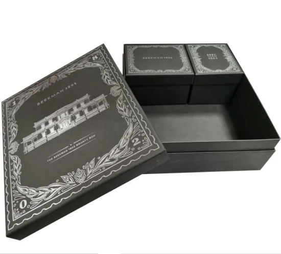 Luxury kraft black paper box with silver foil