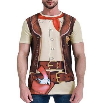 Heren cowboy t-shirts western party kostuum