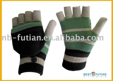multicolor acrylic stripe adjustable magic gloves