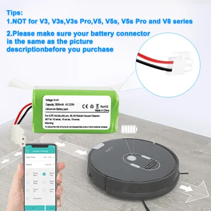 800mAh 14.4V Li-ion Battery for ILIFE A4S, A4S Pro, A6, A7, A9, V7s Plus Robot Vacuums