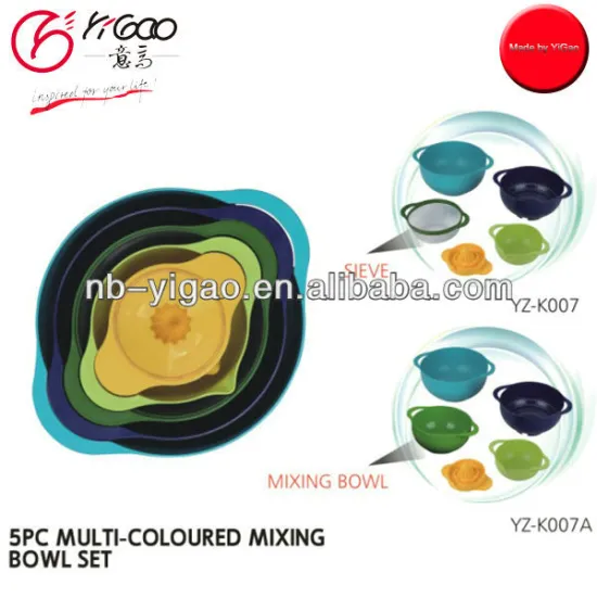 5PC multi-colored mixing bowl set