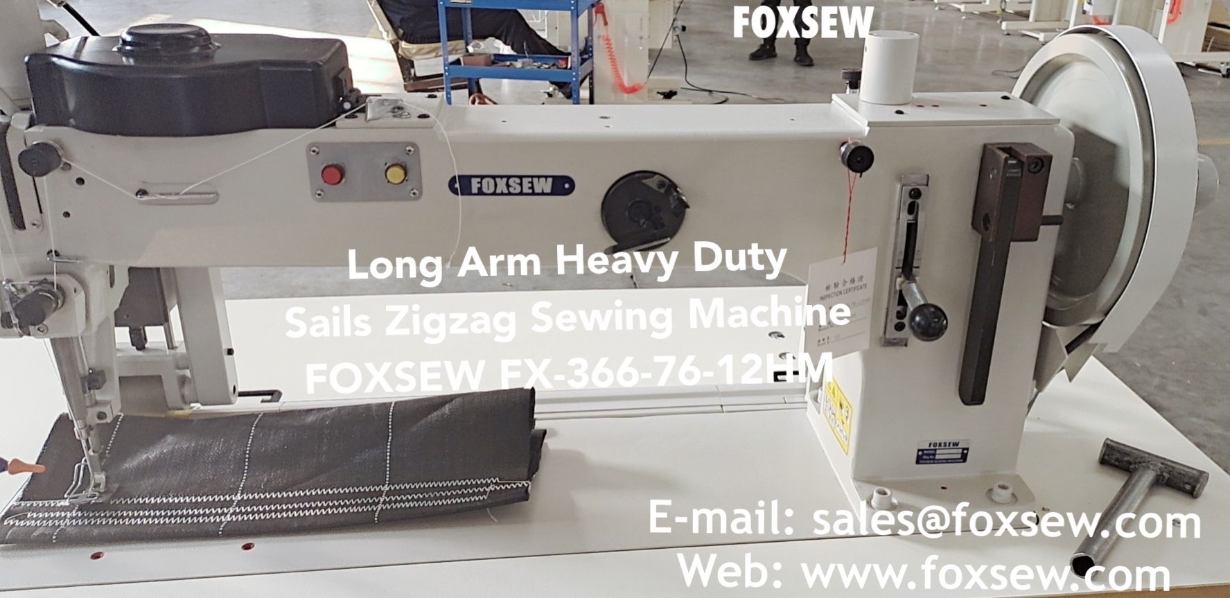 Long Arm Extra Heavy Duty Sails Zigzag Sewing Machines FOXSEW FX-366-76-12HM -3