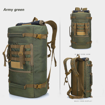 Vintage Waterproof 50L Outdoor Canvas Hiking Backpack - Convertible Shoulder Rucksack