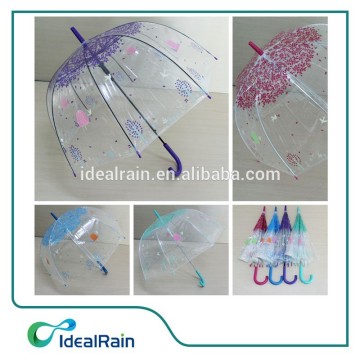 Animal Printed Clear Chidlren's Dome Transparent Umbrella