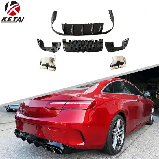 E53 Style Stainless Steel Rear Diffuser with Silver Black Tips for BENZ C238 AMG Coupe 2017+