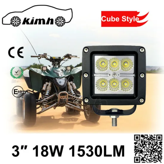 3.0 Inch Cube Style Amber 18W LED Work Light, 12V 24V Work Light Fog Light