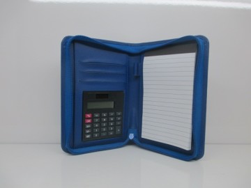 Summer New Arrival PU Diary Notebook with calculator,card pocket zipper closure