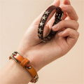 Punk Style Genuine Leather Wristband Essential Star Decor