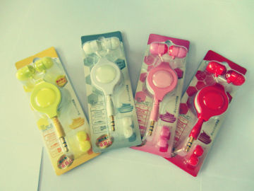 Retractable Cute Wired Earphones Waterproof Yellow / Pink For Girls