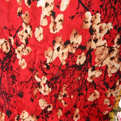 viscose rayon reactive print with slub affection