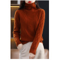 Diamond Twist Flower Turtleneck Pullover Woman