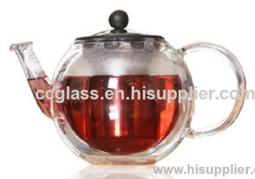 Hand Made Insulated Double Wall Glass Tea Pots Coffee Pots 