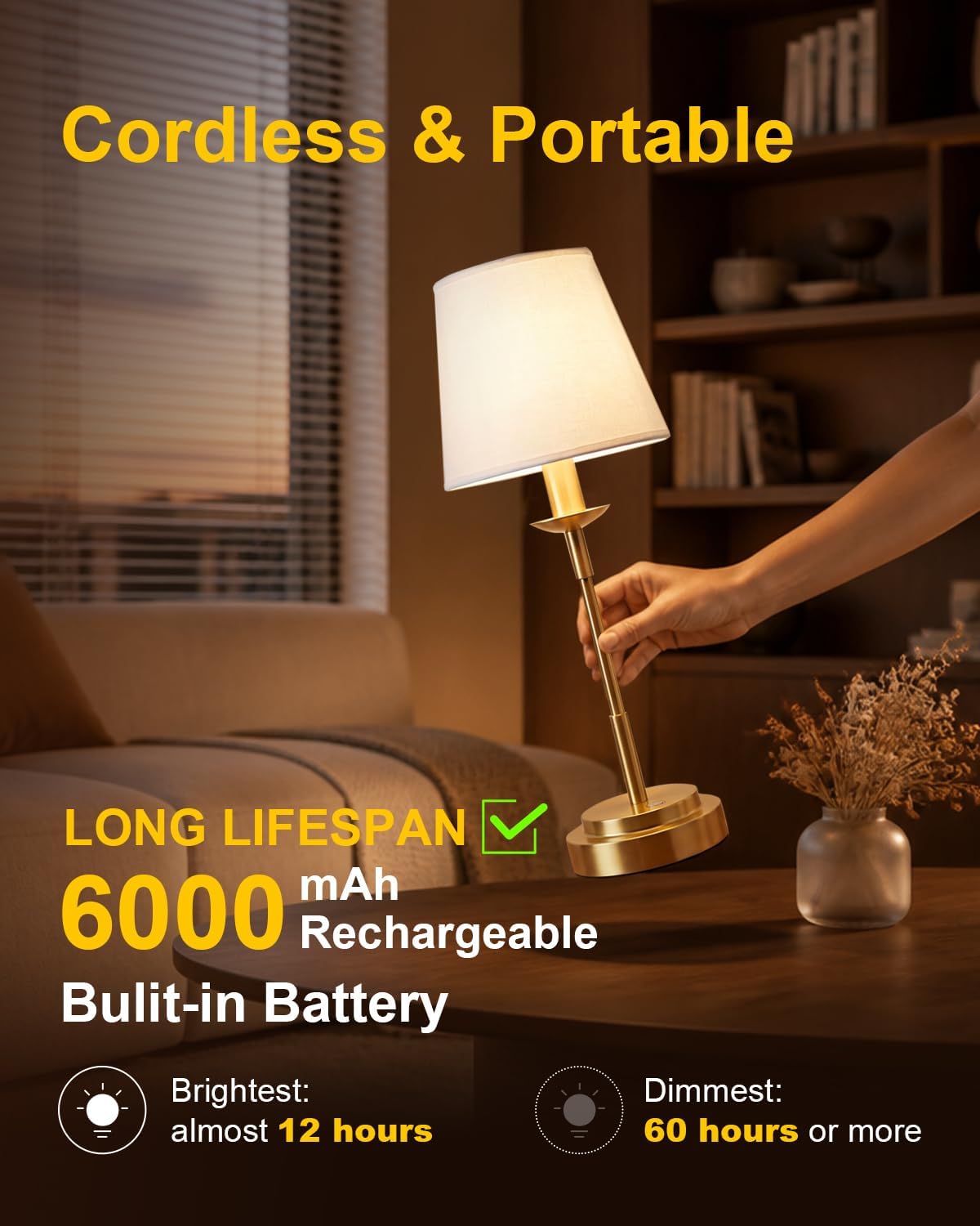 Cordless Rechargeable LED Table Lamp Stepless Dimming 6000mAh (12)