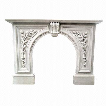 Elegant Classical Greenwich White Honed Marble Arched Mantel, Weighs 300kg