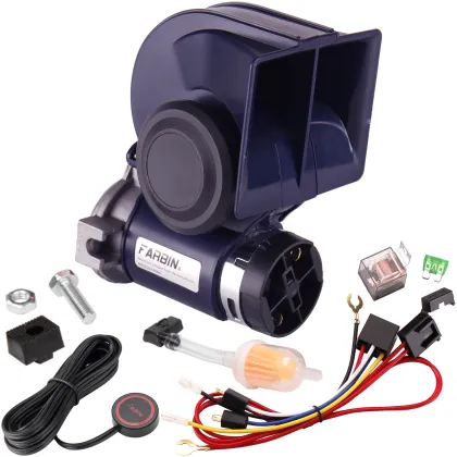 12V Compact Car Horn 130dB Air Motor Snail Train Electronic with Relay Harness Button