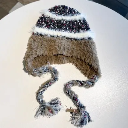 Autumn Winter Striped Wool Headband Lei Feng Hat