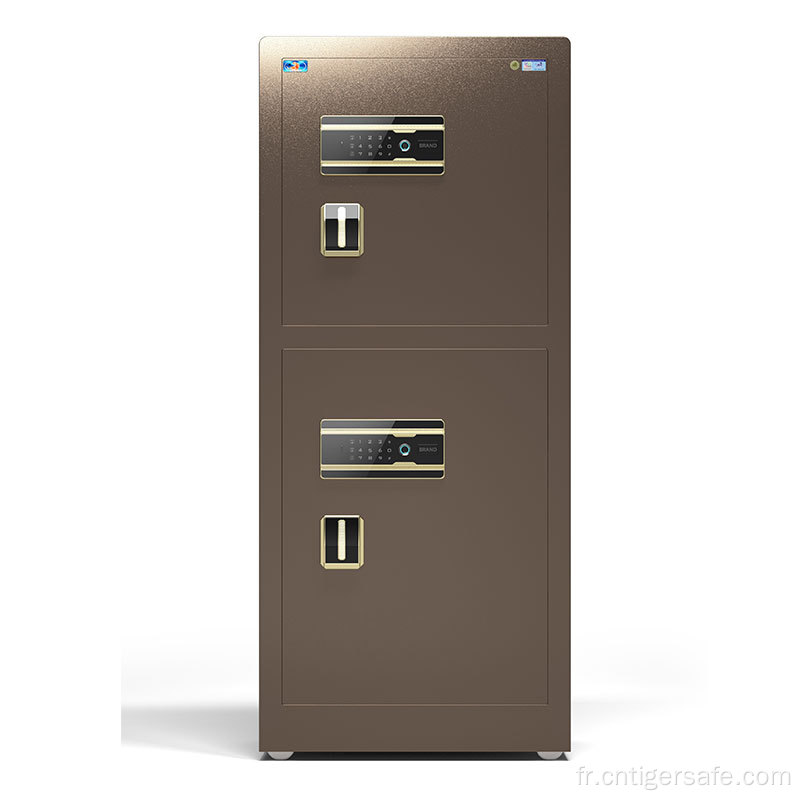 Tiger Safes 2 portes brun 150 cm verrouillage d'empreinte digitale