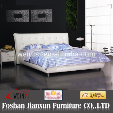 F6015 white modern leather bed cheap white leather bed