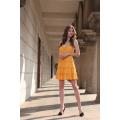 Women's Mustard Sleeveless Fit And Flare Dress