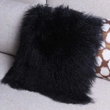 Plush Cushion Cover Sofa Fur Pillow Cover Home Decoration Mongolian Lamb Fur Cushion Case