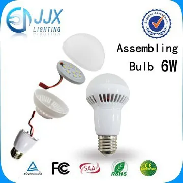 e27 led bulb light 6w with assembly bulb