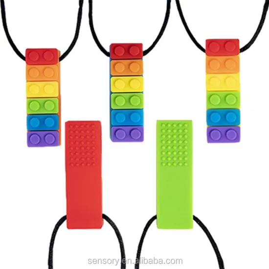 New Rainbow Colored BPA-Free Silicone Chew Necklace Bundle for Teething and Autism Support