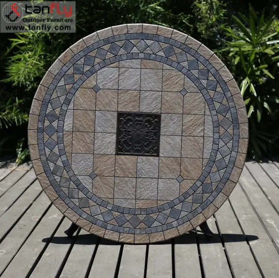 Foldable Wrought Iron Aluminum Restaurant Marble Stone Outdoor Table