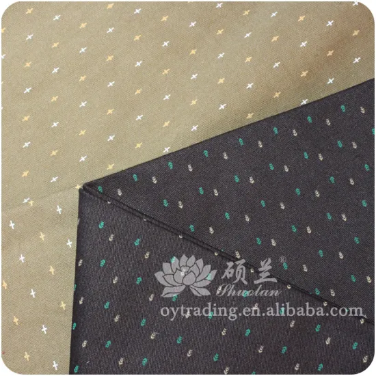 dyed ground spot printed cotton poplin fabric