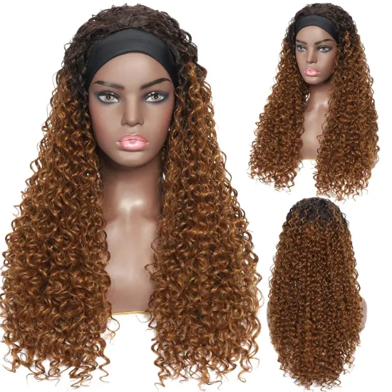 Curly Headband Wig for Women with factory price  Headband Ombre Honey Blonde Wig Burg 1B headband wig synthetic