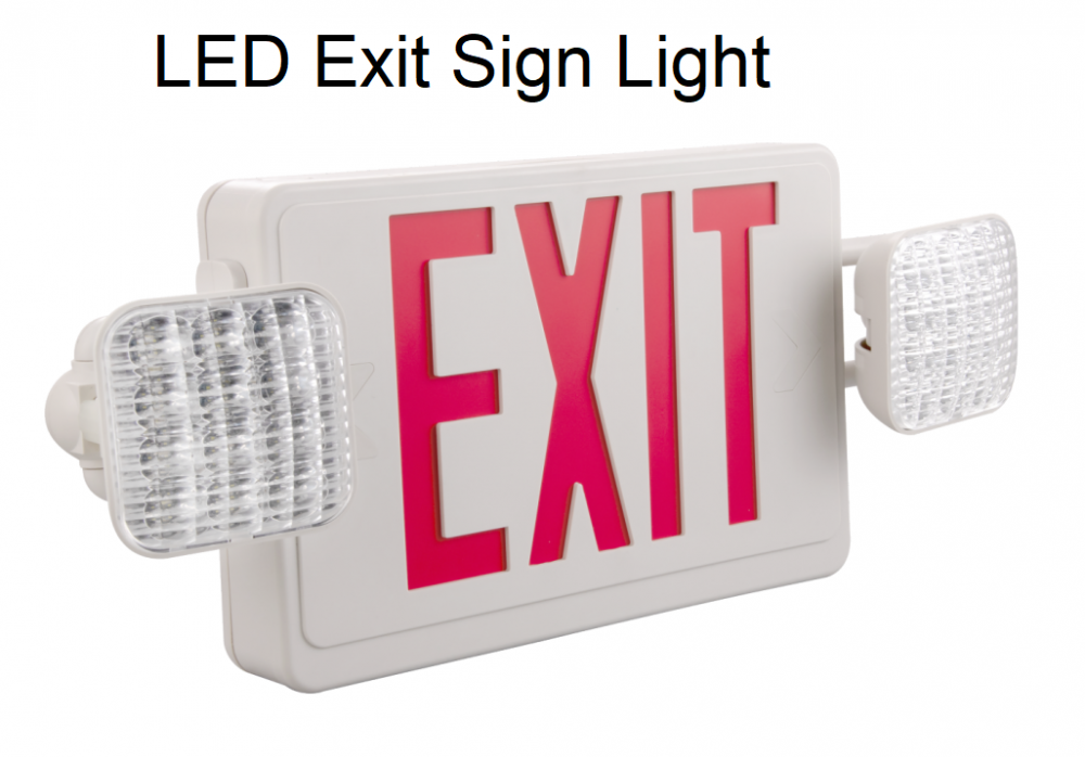 Two Spot Emergency Lights Red Exit Sign ABS