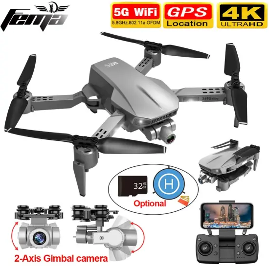 FEMA Drone GPS with camera 4K hd 5G WiFi FPV 1200m Long Distance Professional 2-Axis Gimbal Camera Quadcopter Dron L106