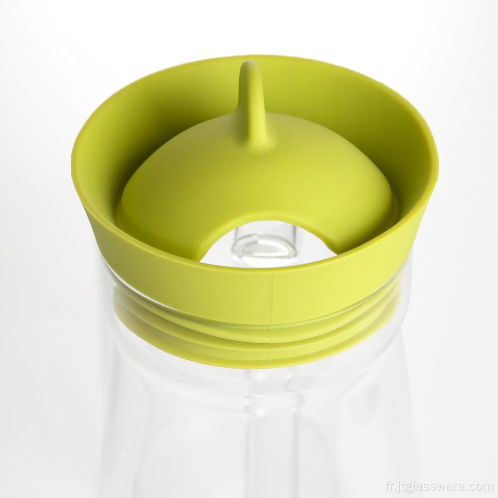 Carafe en verre avec couvercle en silicone en acier inoxydable