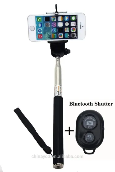 extendable wireless bluetooth monopod handheld selfie stick with remote shutter