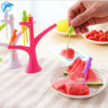 LINSBAYWU Easy Bird Fruit Snack Dessert Forks+ Tree Shape Holder For Party Home Decor Hall Free Shipping