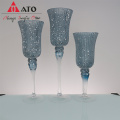 Ato Blue Glass Candle Holdser لزينة الفندق