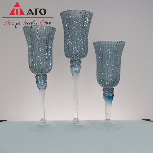 ATO Blue glass Candle Holders For Hotel Decoration