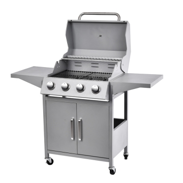 Hot Sale Outdoor Large 4 Burner Baking Oven Garden Barbeque Gas Grills Party BBQ Gas Grill with Trolley