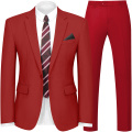 WYWK 2 Piece Men's Suit Wedding Business Party-Red-2XL