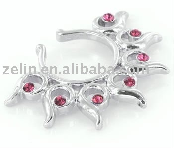 charming 316L stainless steel ,with circular red diamond pointed body piercing nipple shield