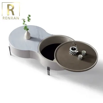 Nordic Style Modern Metal Luxury Marble Coffee Table Set