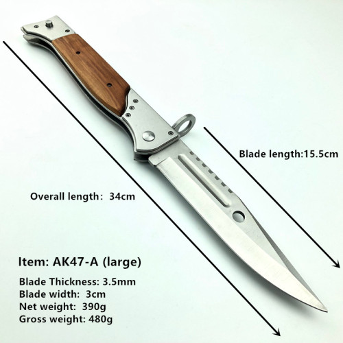 AK47 Military Spring Switch Blade Pocket Knife L