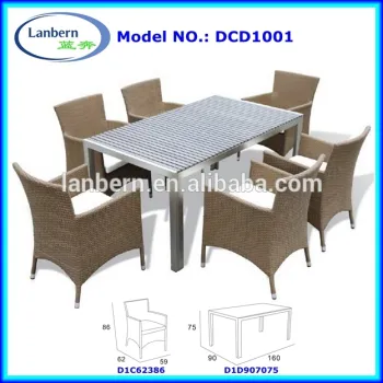 PE Wicker Rattan 1pc table 6pcs Garden sofas Outdoor Rattan Dining Set DCD1001