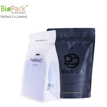 Biodegradável fundo quadrado Stand Up Coffee Pouch com gravata de lata e invólucros Fabricante China