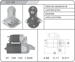 96208781B AUTO DAEWOO STARTER MOTOR 6723 96208781 12V manufactured starter