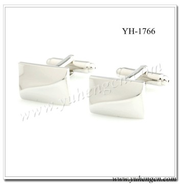 YH-1766 Silver Plain Blank Mens Cufflinks Wholesale
