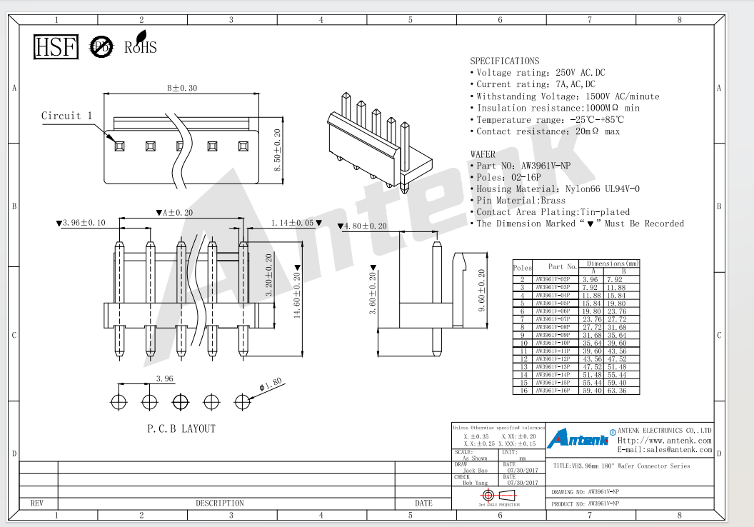 VH3.96mm 180° Wafer Connector Series