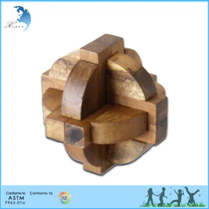 IQ Intelligent Puzzle Kongming Lock Brain Teaser Wooden 3D Football Puzzle