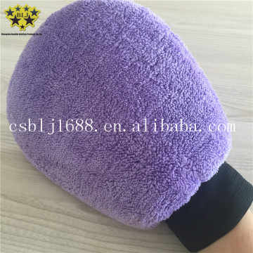 Purple Color Car Washing Gloves Microfiber Coral Fleece Cleaning Tool